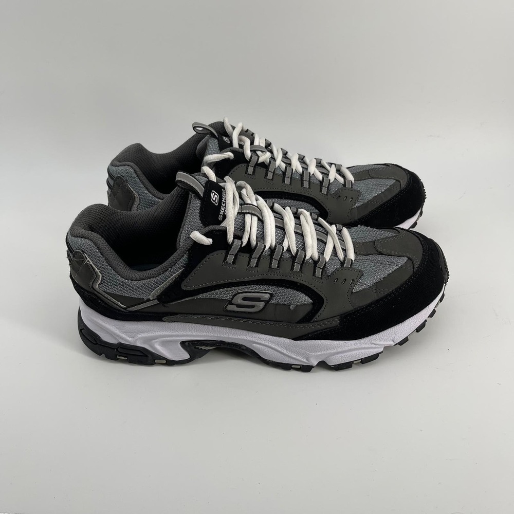 Skechers Sport Mens Stamina Cutback Charcoal Black Sneakers 51286EW Size 10.5 EW